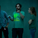 Director James Ponsoldt, center, with his stars John Boyega and Emma Watson, on the set of The Circle. All Images: STX